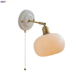 Afralia™ Nordic Ceramic LED Wall Sconce Copper Bedside Lamp for Living Room Bedroom Mirror