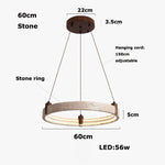 Natural Stone Wood Ring LED Chandelier for Dining & Living Room