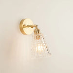 Afralia™ Striped Glass LED Wall Sconce Copper Arm Vintage Lampara Pared