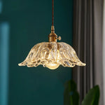 Copper Glass LED Pendant Lamp with Knob Switch - Modern Hanging Light Fixtures