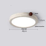 Yellow Travertine Stone LED Ceiling Lamp with Wood Canopy