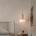 Afralia™ White Marble LED Pendant Lamp Natural Wood Nordic Modern Hanging Light