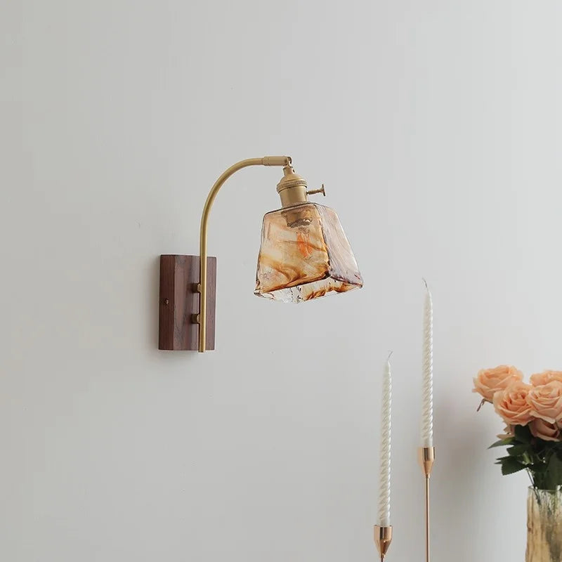 Amber Glass LED Wall Lamp for Modern Nordic Home Decor
