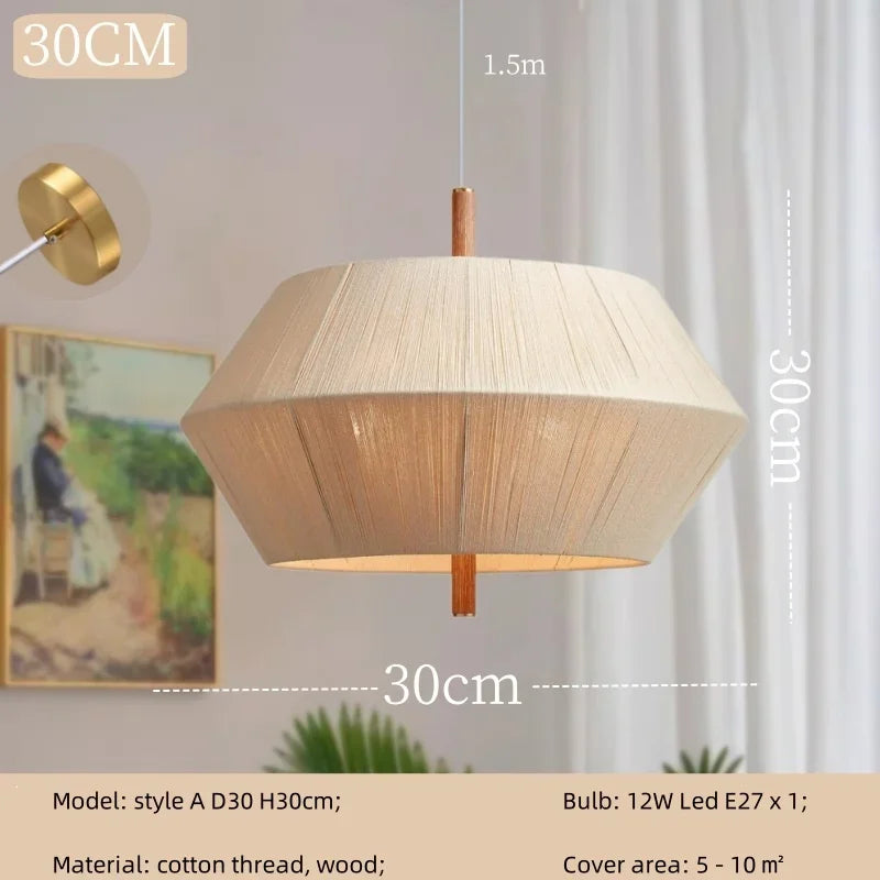 Wabi Sabi Cotton Thread Pendant Chandelier LED Ceiling Light