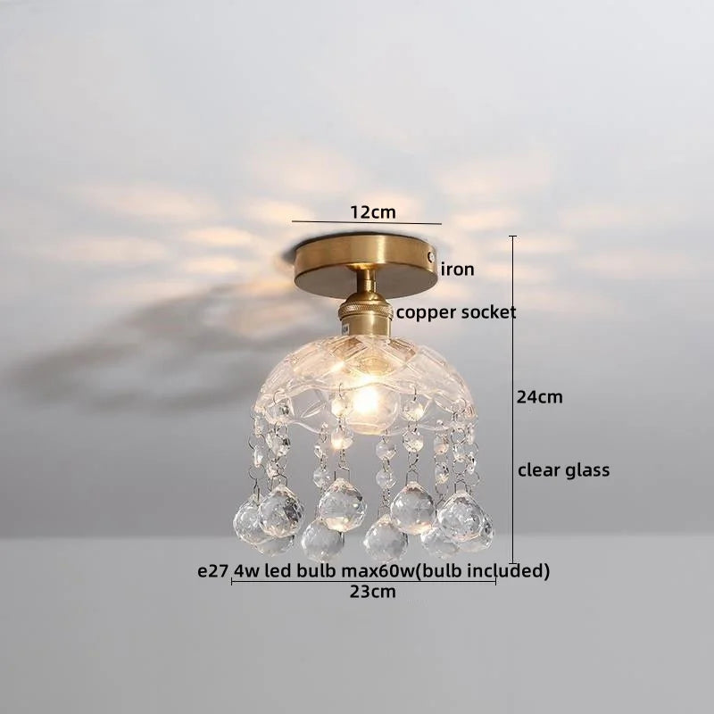 Amber Glass LED Ceiling Lights Modern Home Lighting Copper Socket