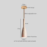 Wood Stone LED Hanging Lamp Modern Pendant Lighting for Living Room
