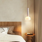 Afralia™ Stone Glass LED Pendant Light - Japanese Vintage Hanging Lamp