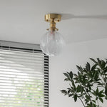 Glass LED Ceiling Light for Living Room, Modern Copper Canopy, Nordic Style Fixtures