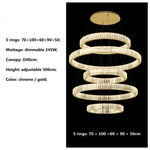 Luxury K9 Crystal Pendant Lights | Dimmable LED Circles Hanging Lamp