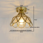 Modern Glass Copper LED Ceiling Light Fixture for Balcony, Living Room, Porch.