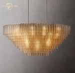 Sirene Glass Oval LED Chandelier for Living Room Hotel Farmhouse