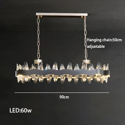Luxury LED Chandelier Black Crystal Modern Suspension Island Dining Lamp