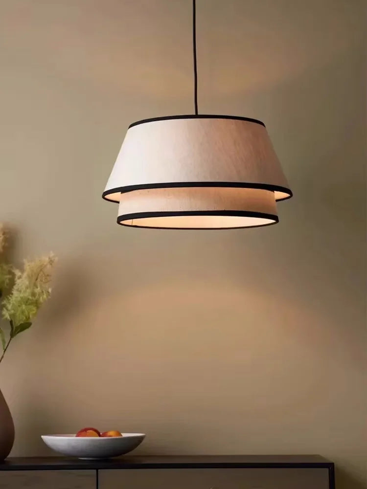 Tiered Drum Fabric Chandelier: Japanese Wabi Sabi Ceiling Light for Home Decor