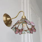 Pink Glass LED Wall Sconce Nordic Brass Fixture