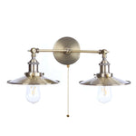 Vintage LED Wall Lamp with Pull Chain Switch, 2 Heads Industrial Sconce