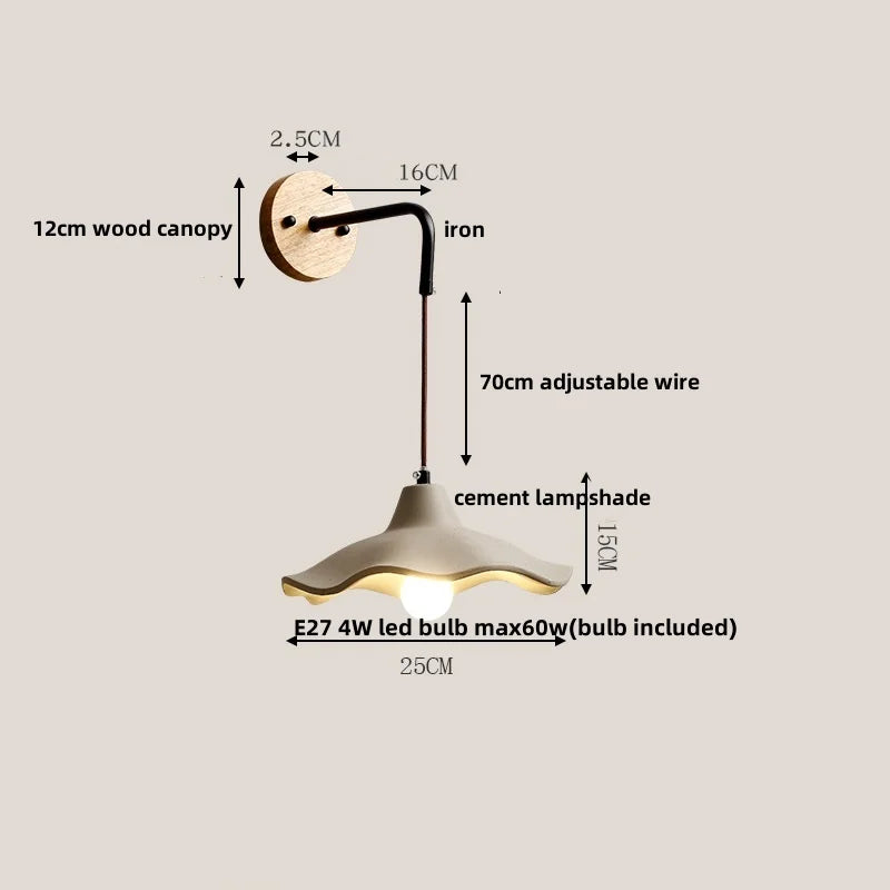 Afralia™ Loft Wood LED Wall Light with Pull Chain Switch for Home Decor