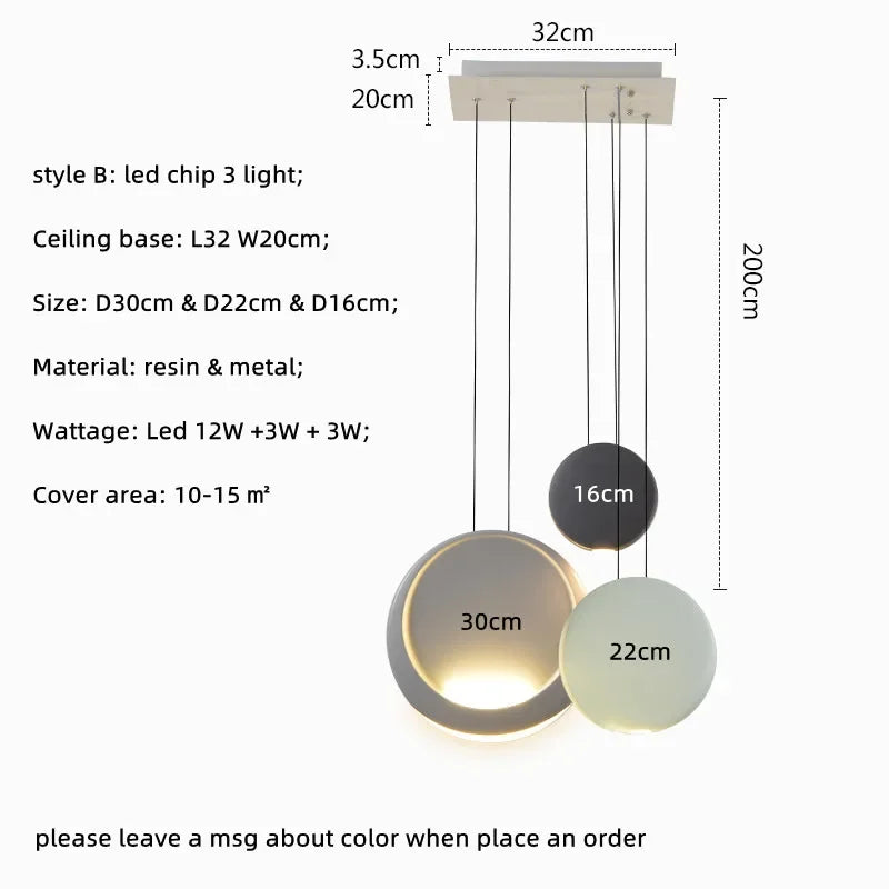 Nordic Bar Modern LED Pendant Light Resin Lustre Dining Room Hanging Lamp