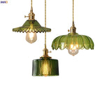 Green Glass LED Pendant Light Fixture - Modern Nordic Hanging Lamp