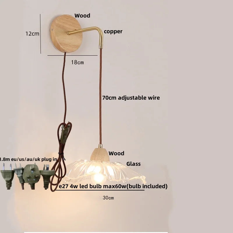 Clear Glass LED Wall Light with Pull Chain Switch