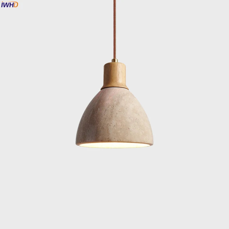 Afralia™ Yellow Travertine LED Pendant Lights for Dining Table Bedside Living Room Cafe