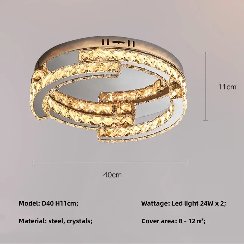 Oval Steel LED Pendant Lights with K9 Crystals