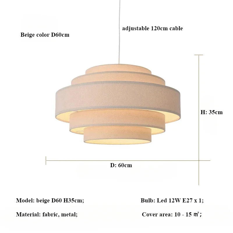 Minimalist Fabric Pendant Chandelier for Bedroom and Bar - LED Ceiling Lamp