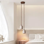 LED Hanging Light Fixture Yellow Travertine Nordic Wire Adjustable Pendant Lamp