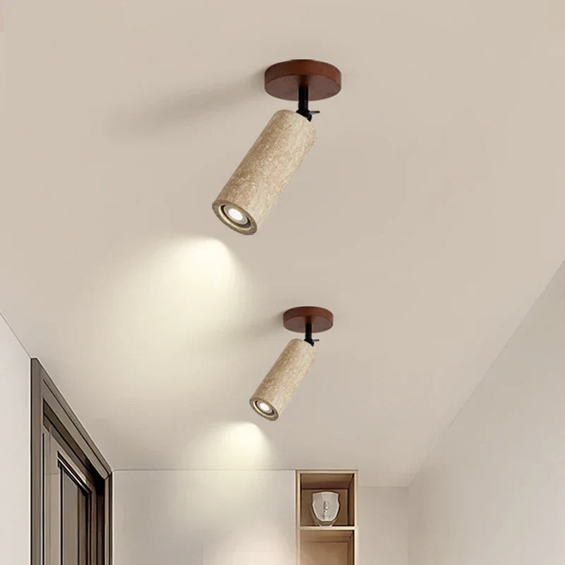 Yellow Travertine LED Ceiling Light - Modern Wabi-sabi Style for Living Room