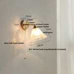 Japanese Style LED Wall Sconce Glass Rotate Pull Chain Switch Stair Light