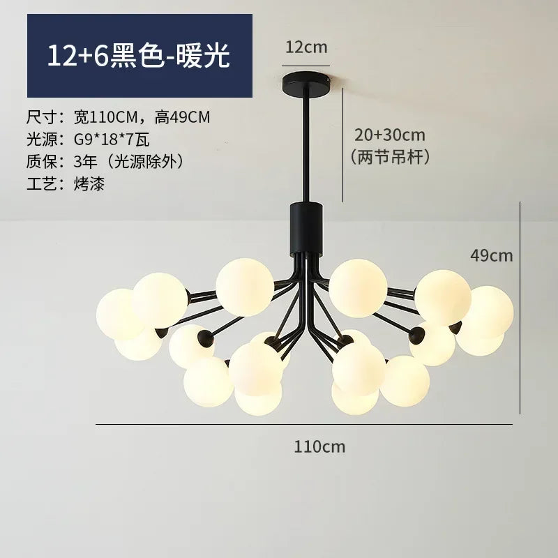 Nordic Magic Glass Ball Chandelier: Luxury Pendant Light for Living Room, Bedroom, Kitchen