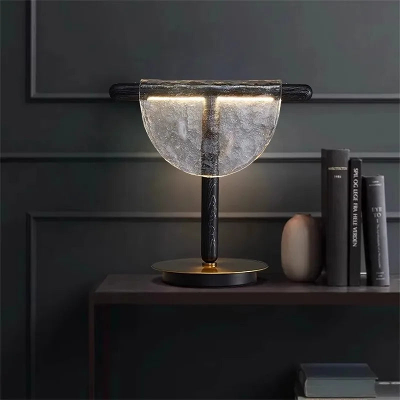 Amber Glass Table Lamp: Nordic Minimalist LED Nightstand Decor