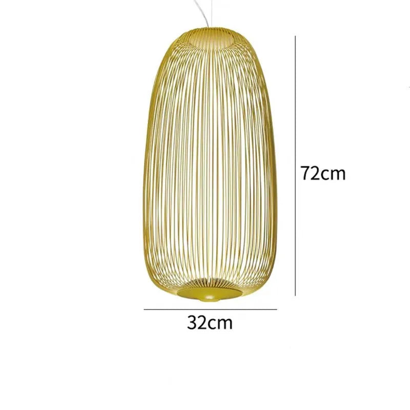 Spokes Pendant: Minimalist Birdcage Hanging Light for Villa, Lobby, Staircase & Home Decor
