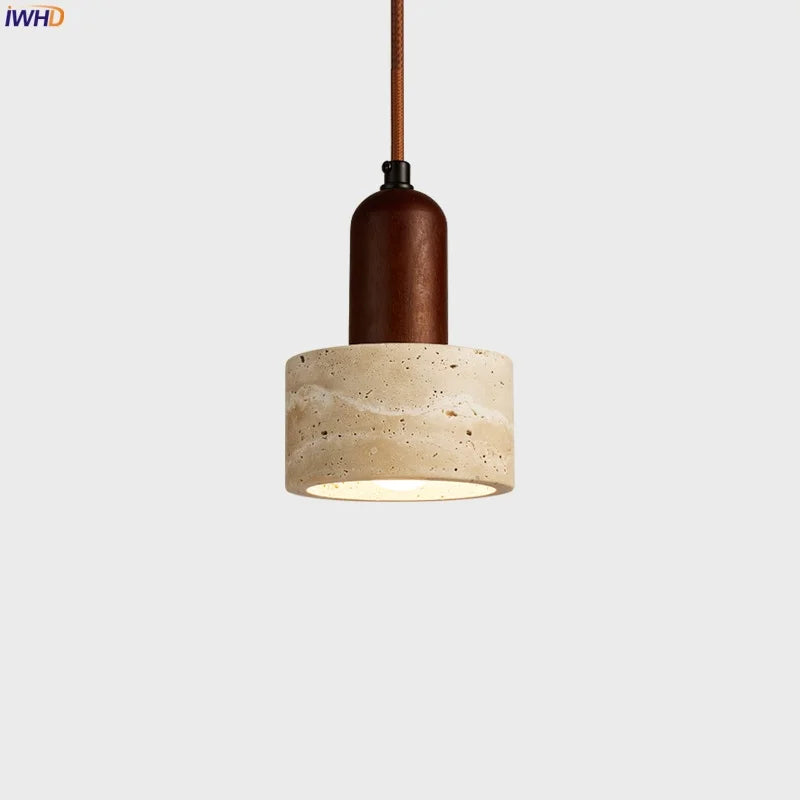 Afralia™ Yellow Travertine LED Pendant Lamp for Nordic Modern Living Room Bedroom Kitchen Decor