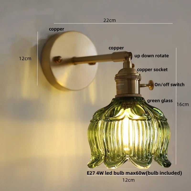 White Flower Glass Wall Lights: Up Down Rotate LED Bedroom Hotel Lamp