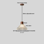 Afralia™ Japan Style Wood LED Pendant Light Fixture Clear Glass Adjustable Hanging Lamp