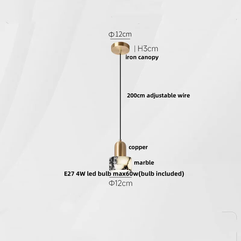 Afralia™ Stone LED Pendant Light Fixture Modern Hanging Lamp Luxury Design