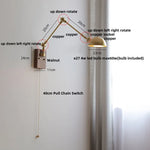 Walnut Copper Swing Arm LED Wall Light Fixture for Nodic Home Decor