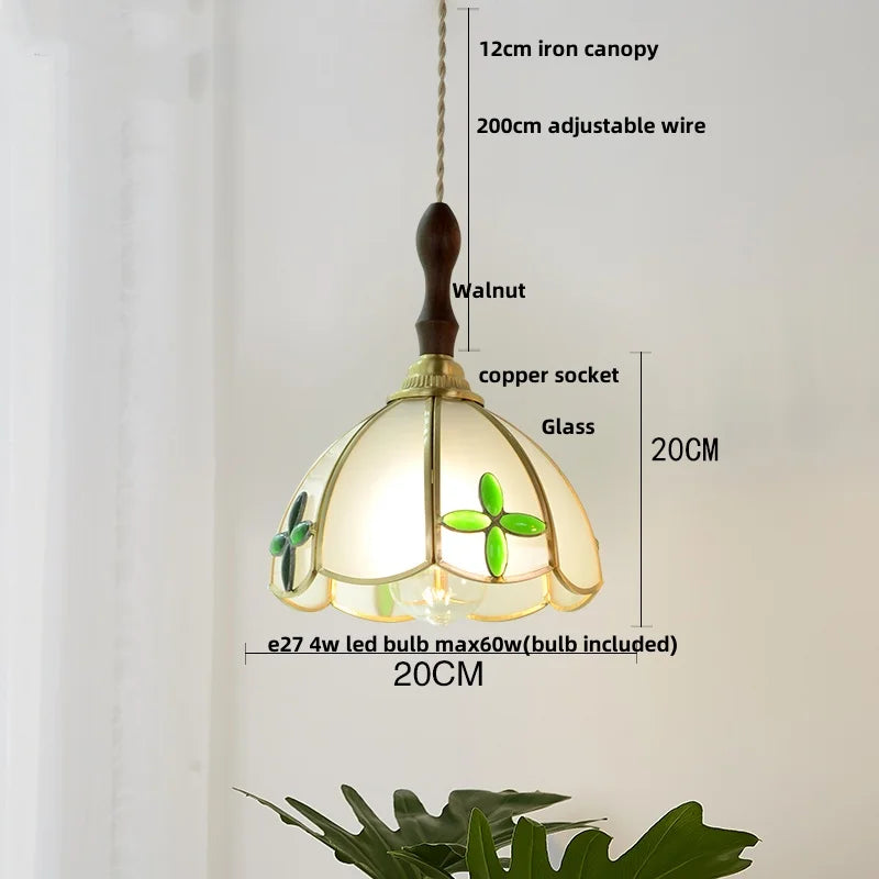 Afralia™ Glass LED Pendant Light Fixture Coffee Kitchen Loft Vintage Copper Hang Lamp
