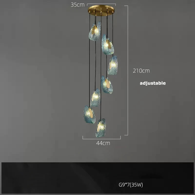 Blue Queen Crystal Glass Chandelier for Staircase Lighting