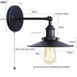 Loft LED Wall Lamp Gold Pull Chain Switch Industrial Luminaire