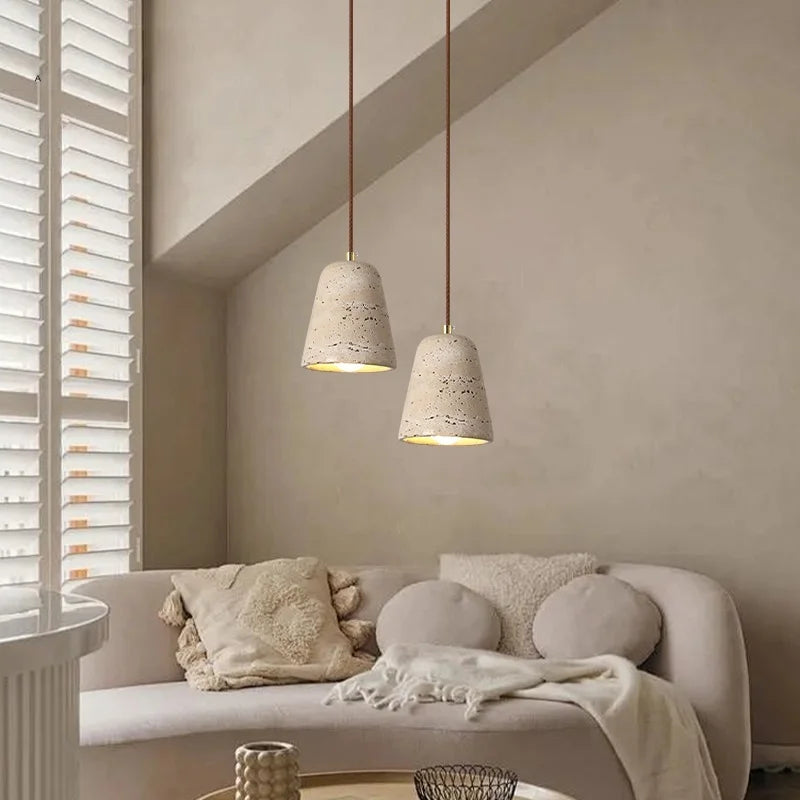 Yellow Travertine LED Pendant Light for Home Decor, Bedroom, Cafe, Dining, Living Room