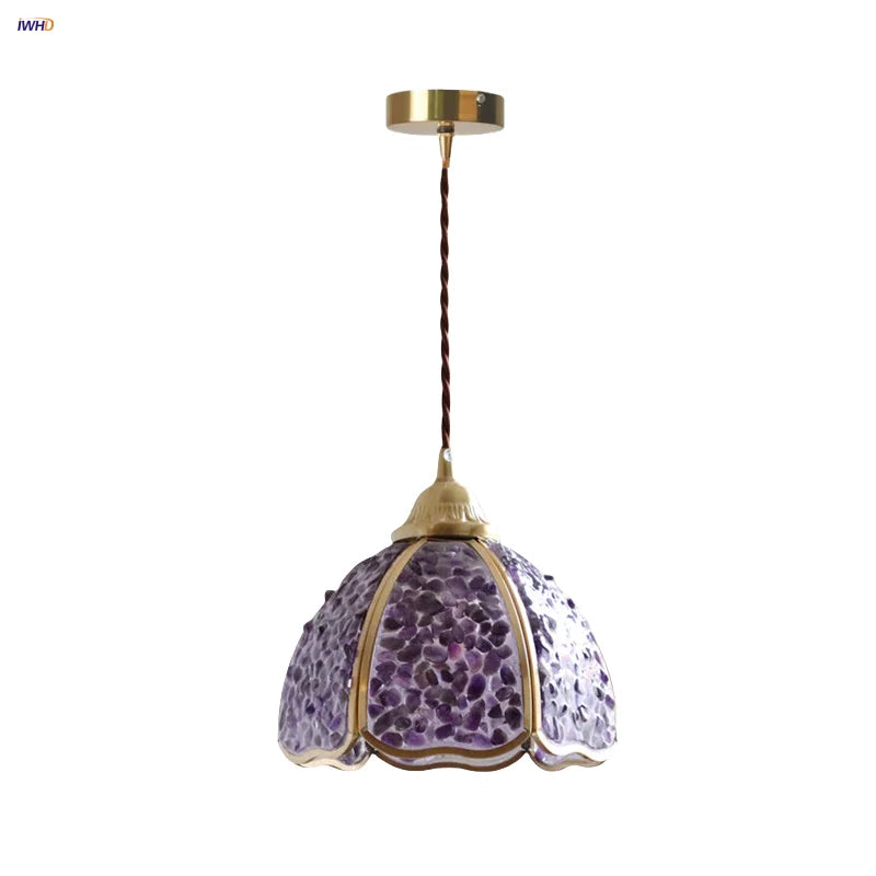 Afralia™ Crystal Glass LED Pendant: Tiffany Style Hanging Light for Living Room