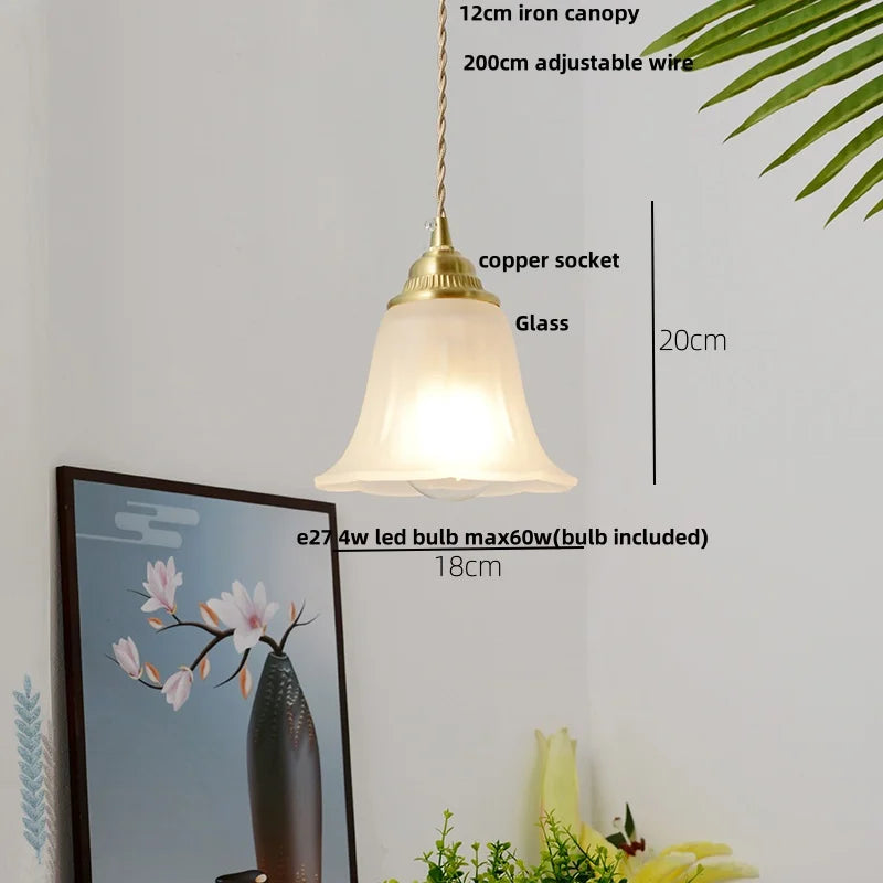 White Flower Glass LED Pendant Light - Nordic Modern Dining Room Hanging Fixture