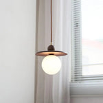 Afralia™ Glass LED Pendant Lamp with Walnut Wood Brass Accent