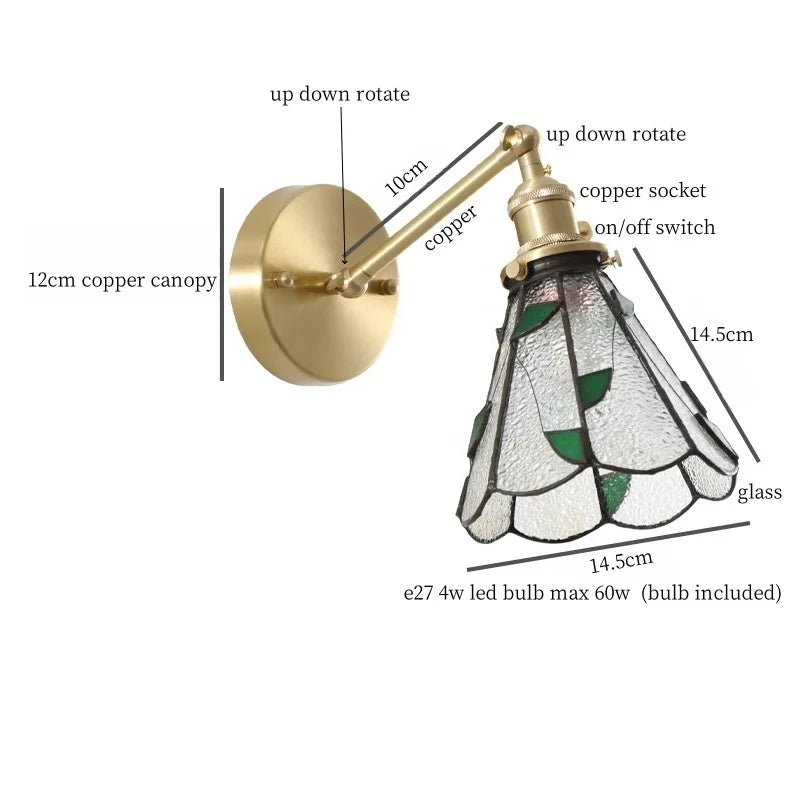 Nordic Glass LED Wall Sconce with Pull Chain Switch for Bedroom and Living Room