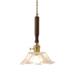 LED Walnut Copper Pendant Light with Knob Switch - Modern Style Lighting Fixtures