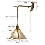 Blue Glass LED Wall Sconce Pull Chain Switch Staircase Tiffany Style Mirror Light