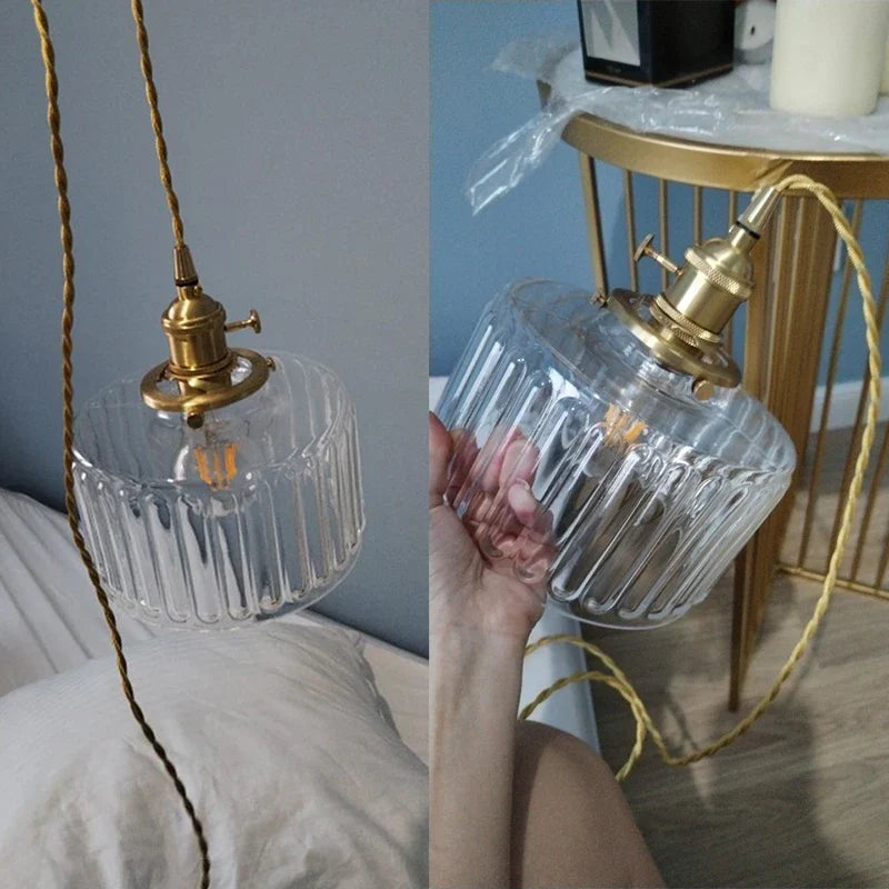 Brass Pumpkin LED Pendant Light - Japanese Style Bedroom Suspension