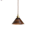 Walnut Wood LED Pendant Lamp 200cm Adjustable Nordic Modern Hanging Light