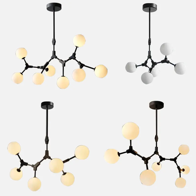 Nordic Black Glass Ball Ceiling Chandelier for Living Room Kitchen Bedroom Dining Home Décor